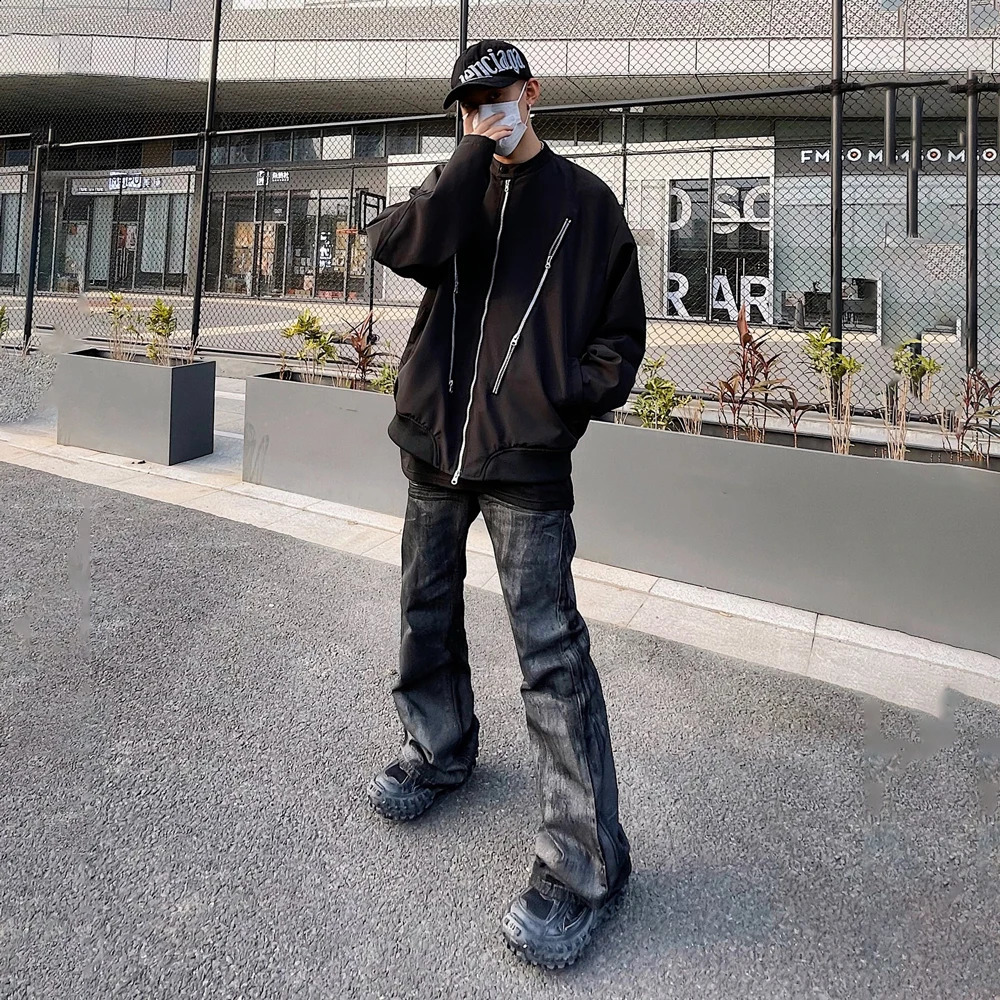 Black Vintage Jeans Men Baggy Streetwear Casual Y2k Fashion Straight Leg Trousers 2024 Summer Wide Punk Loose Denim Pants 240830