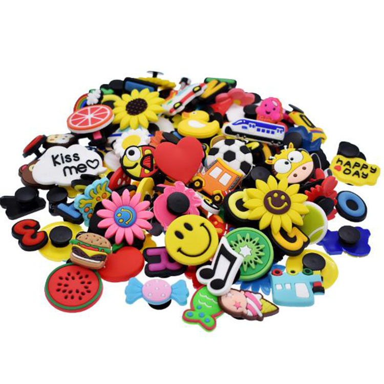 cheapest 100pcs shoe flower buckle random sent cartoon clog charms DIY bracelet Wristband accessories pvc charms
