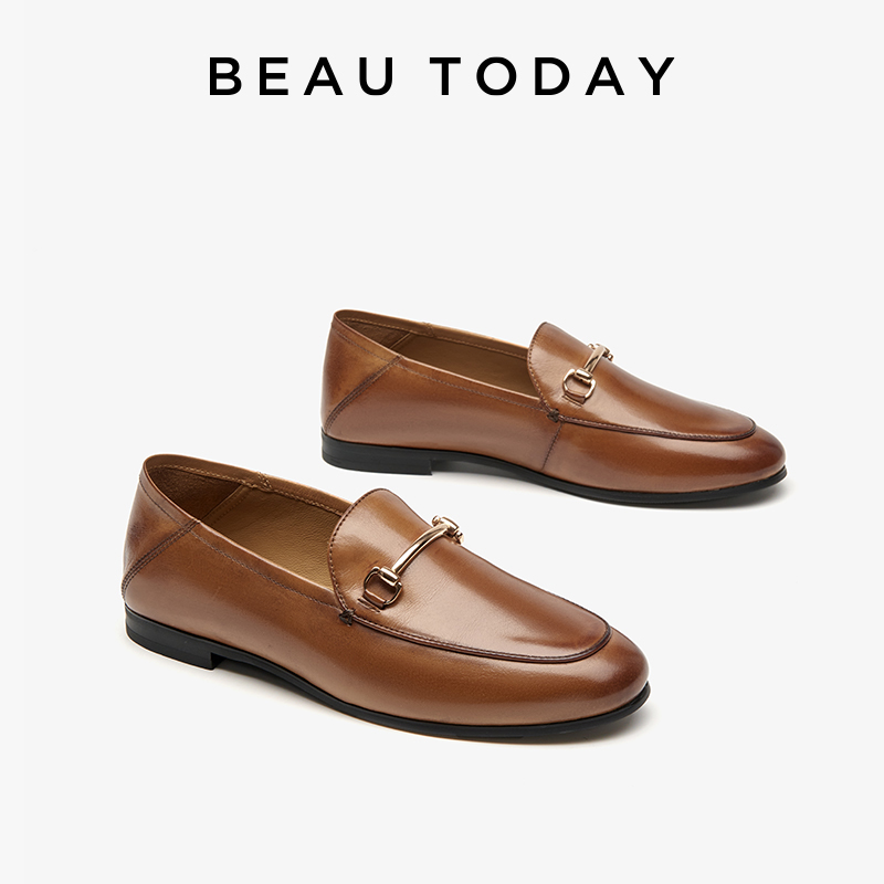 BEAUTODAY Dress Shoes Women Loafers Cow Leather Sheepskin Rubber Formal Business Suit Ladies 2024 Spring Autumn Handmade 27171