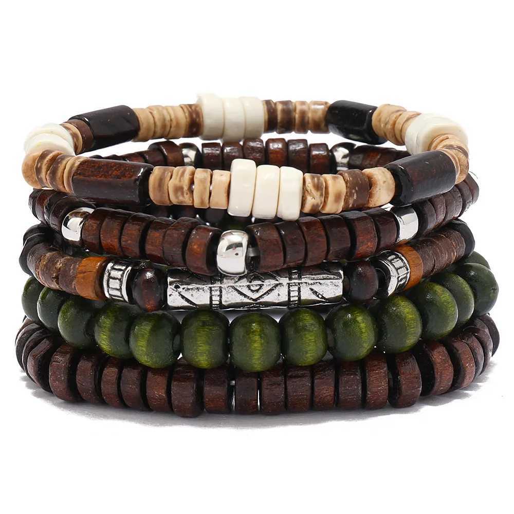 Vintage fashion woven bead bracelet for men vintage and peaceful tree multi-layer bead chain jewelry accessories gifts W241231