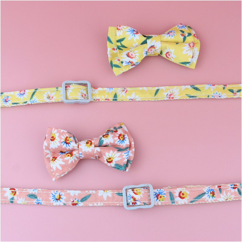 Adjustable Cat Collars Printed Detachable Bow Pet Collar with Bell To Prevent Lost Fit for Cat Kitten and Puppy Pet Accessories