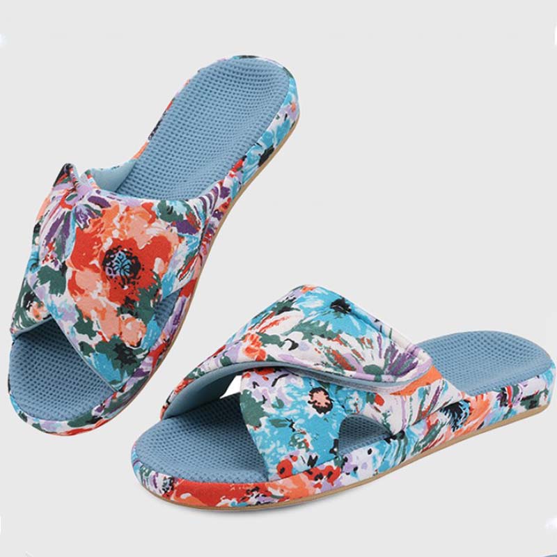 Four Seasons Comwarm Slippers New For Women Open Toe Anti-Slip Home Shoes Adjustable Cozy Slides Printed Sandals With Arch Support e7da
