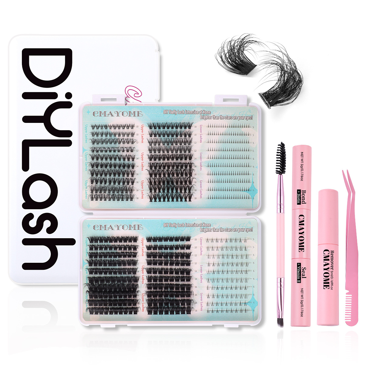 DIY Cluster Lashes Kit 670Pcs Volume Upper + Bottom Lash Clusters Thick Fluffy Individual Eyelashes DIY Segmented Eyelash Extensions Reusable Grafted 