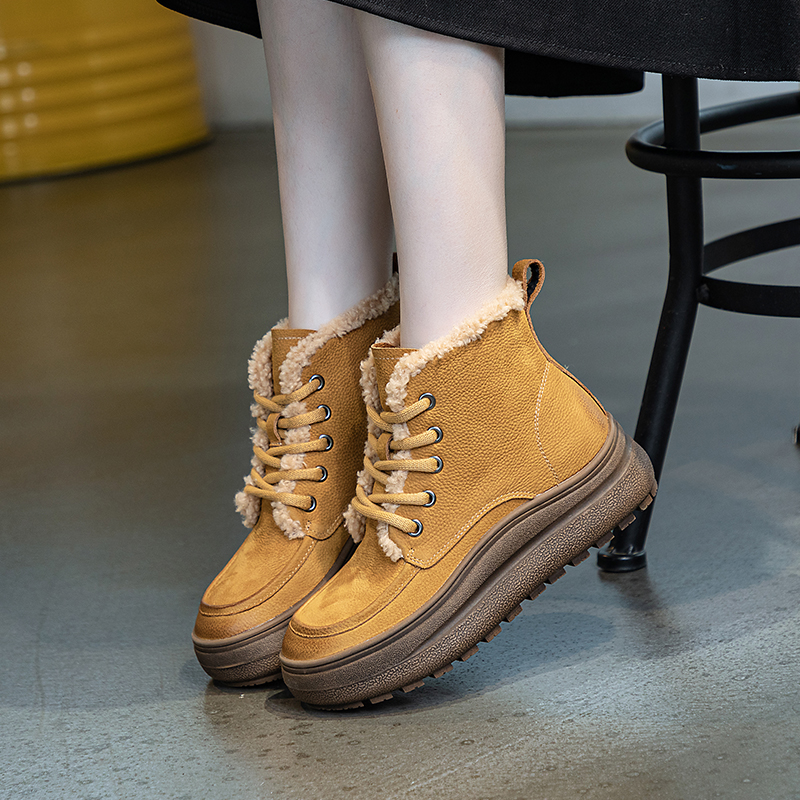 AIYUQI Women Sneakers Boots Genuine Leather 2024 New Non Slip Women Snow Boots Casual Platform Straps Warm Women Winter Boots