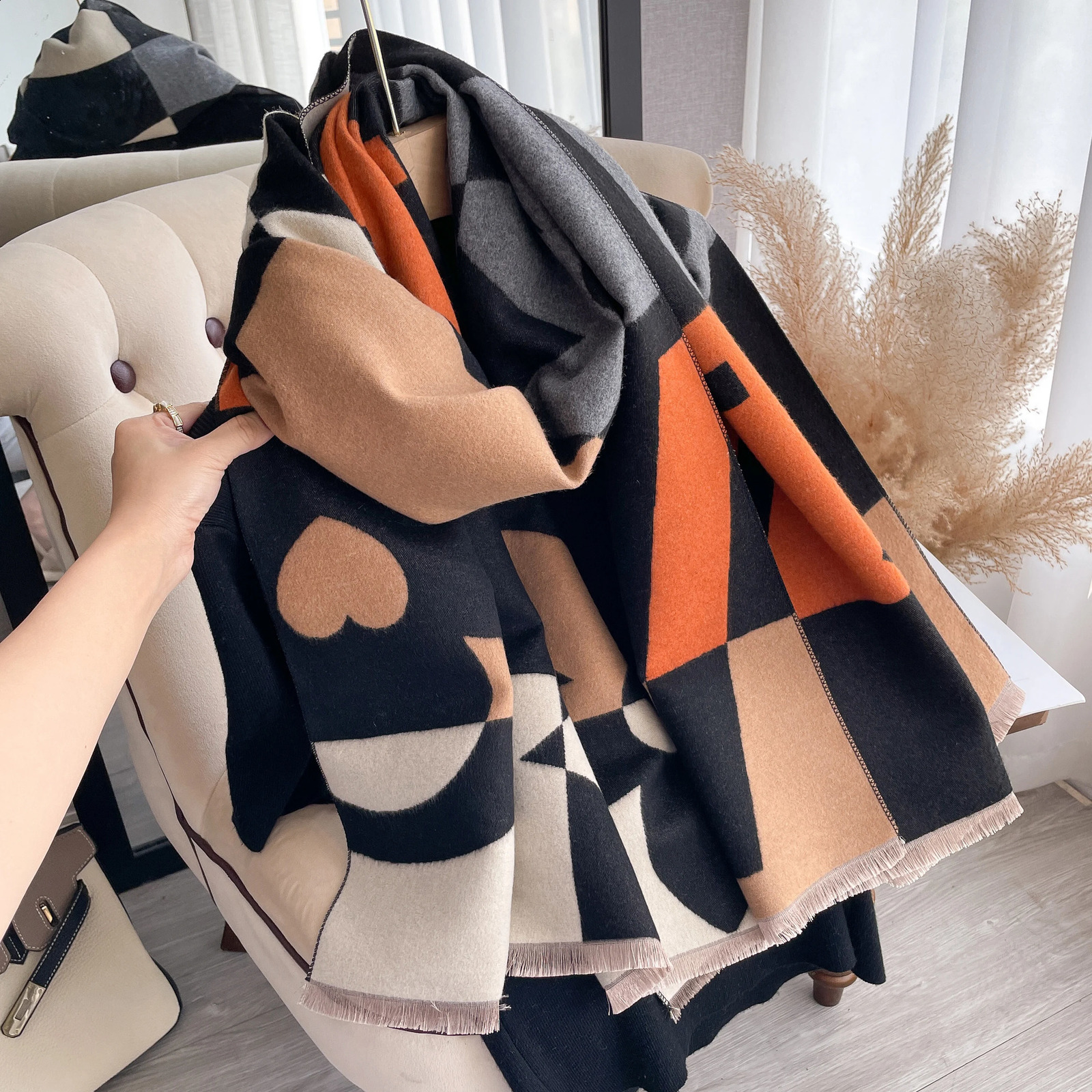 Cashmere Scarf for Women Thick Warm Winter Blanket Female Quality Shawl Wrap Bufanda 2024 Poncho Echarpe Pashmina y240828