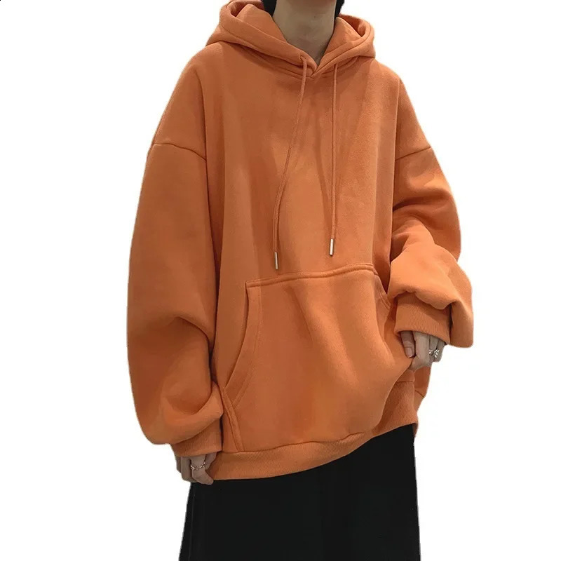 Autumn Solid Color Loose-fit Korean Style Casual Long Sleeve Hooded Pullover Sweatshirt Trendy For Men Hooded Sportswear 240830