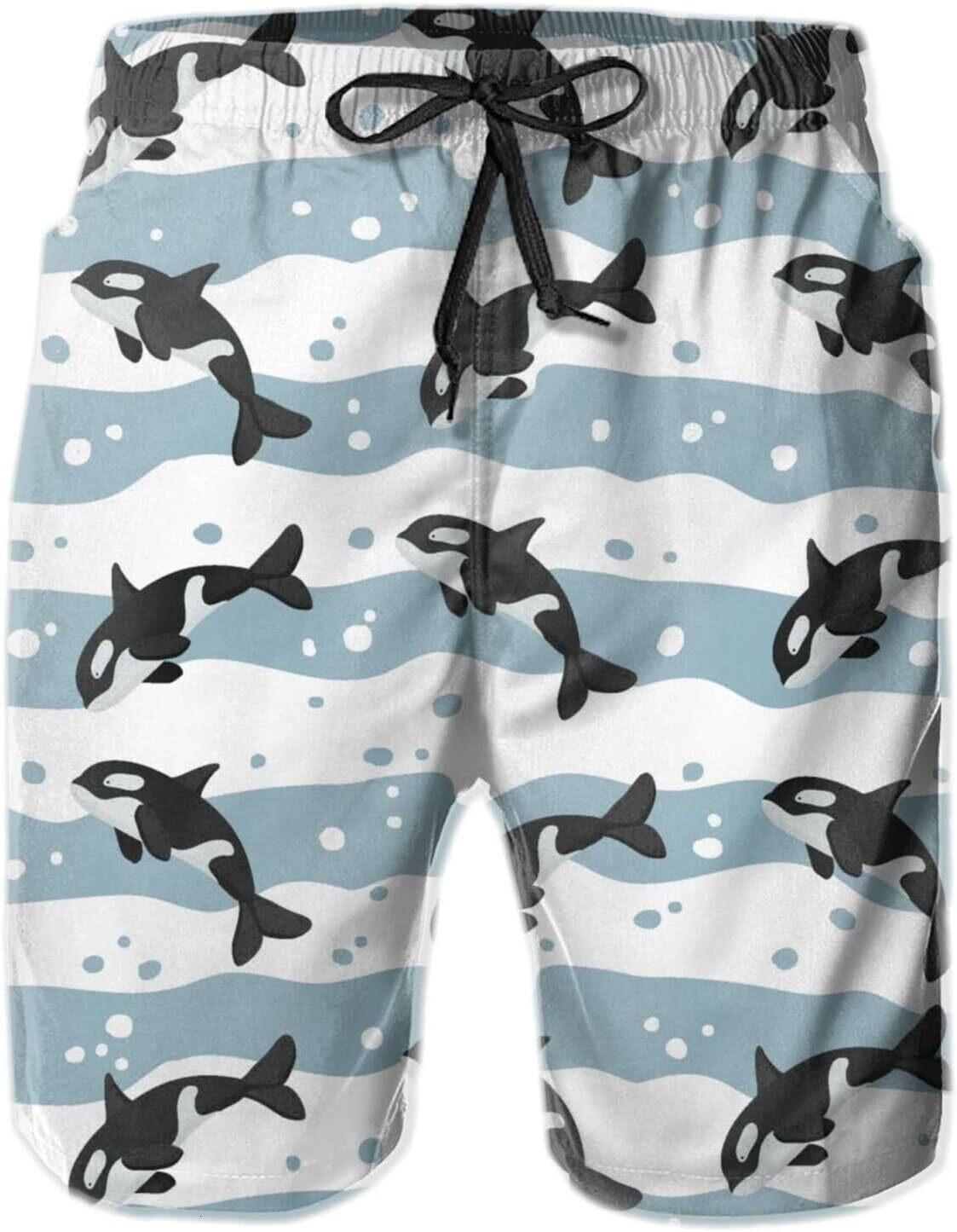 Mens Shorts 3D Printed Pattern Ocean Whale Swim Trunks Quick Dry Fashion Beach Board Swimwear