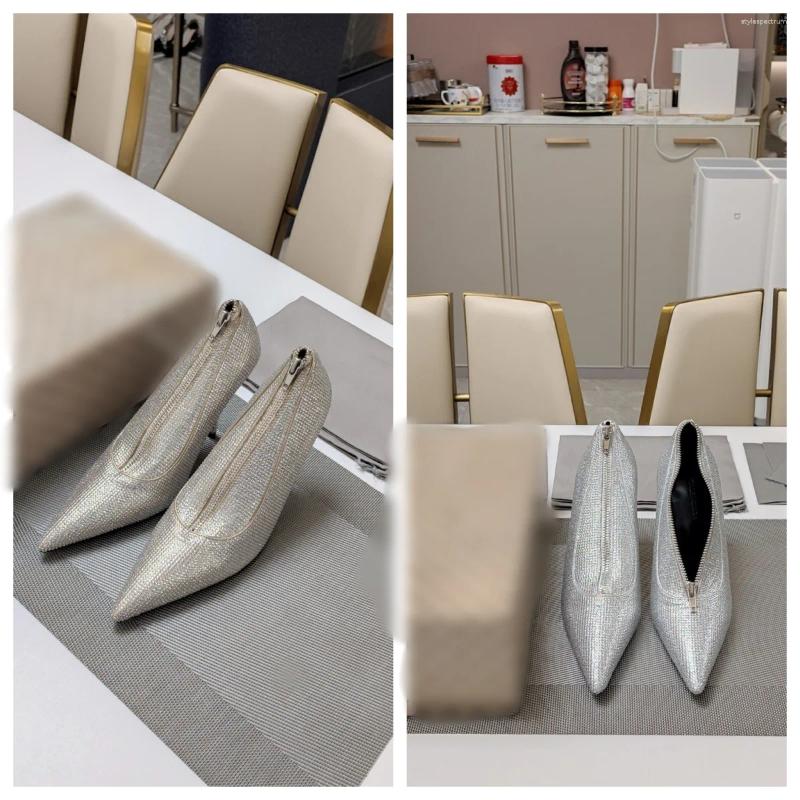 Dress Shoes Pointed High Heels Fine Heel Shallow French Rhie Zip Fashionable Clutch Summer Fashion Comfortable Women's Single Shoe 241102