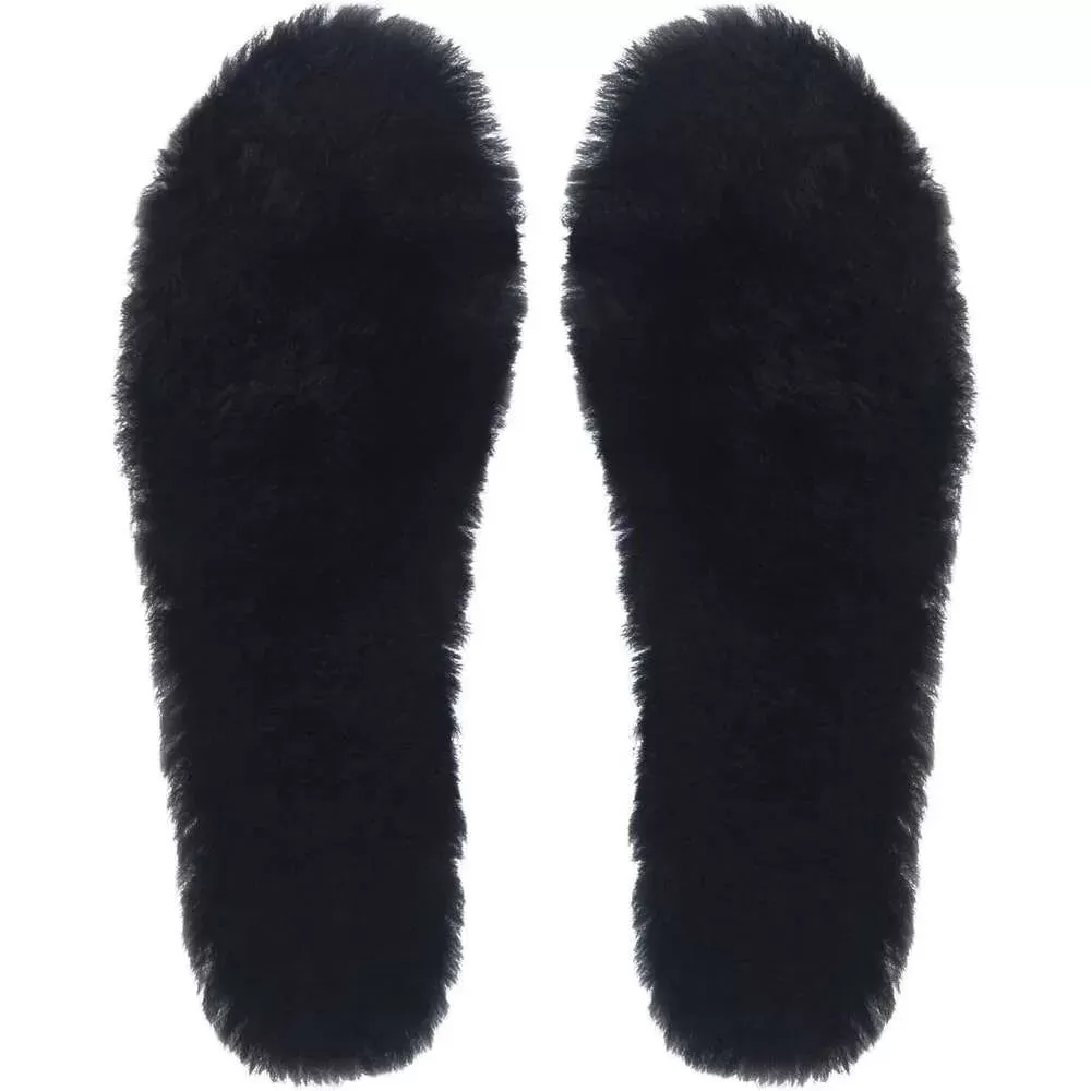 abusa Black Sheepskin Insoles Women's Premium Think Wool Fur Fleece Inserts Cozy & Fluffy 7 Q3op#