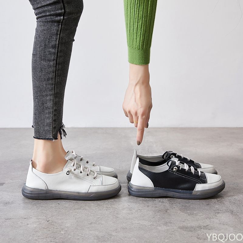 Genuine Leather Women's Flat Sneakers Large Size 35-41 Autumn Vulcanized Ladies Casual Shoes Comfortable Flats dh1100368158JY