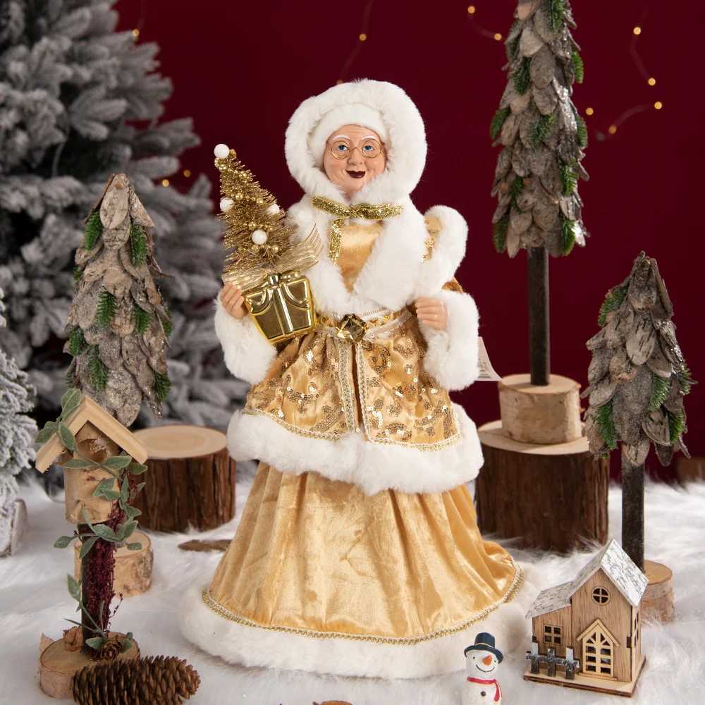 Christmas Decorations 48cm Christmas New Santa Claus Grandma Doll Decoration Scene Layout T240830