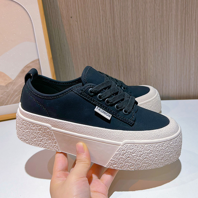 Women's AIYUQI Genuine Leather Casual Lace-up Sneakers Platform Board Shoes New Women girl platform shoes fad0