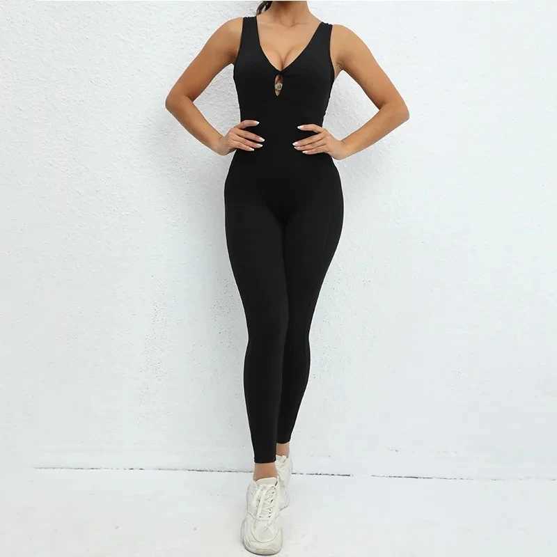 New sportswear womens gym fitness overalls sports jumpsuit womens sports suit womens yoga pants one-piece clothing womens back W250326