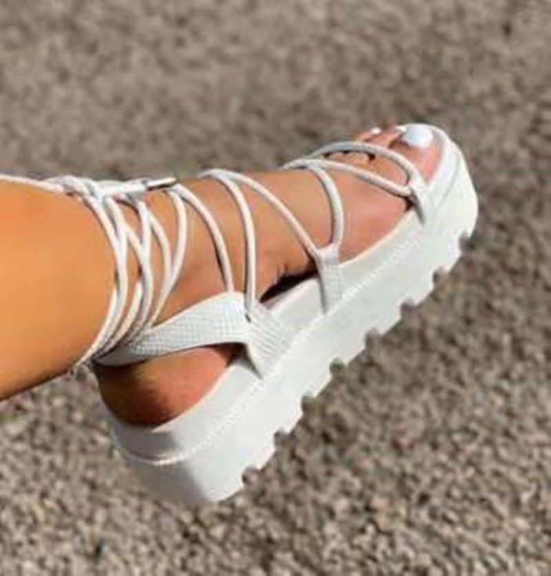 Woman Fashion Gladiator Ladies Wedge Female Lace Up Platform Shoes Women Cross Straps Boots Thick Bottom Sandals 951f
