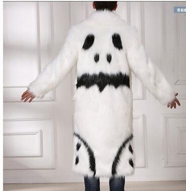 Celebrity Same Style Flower Face Robe Fashion Splicing Coat Fox Hair Male Imitation Fur Coat Windcoat