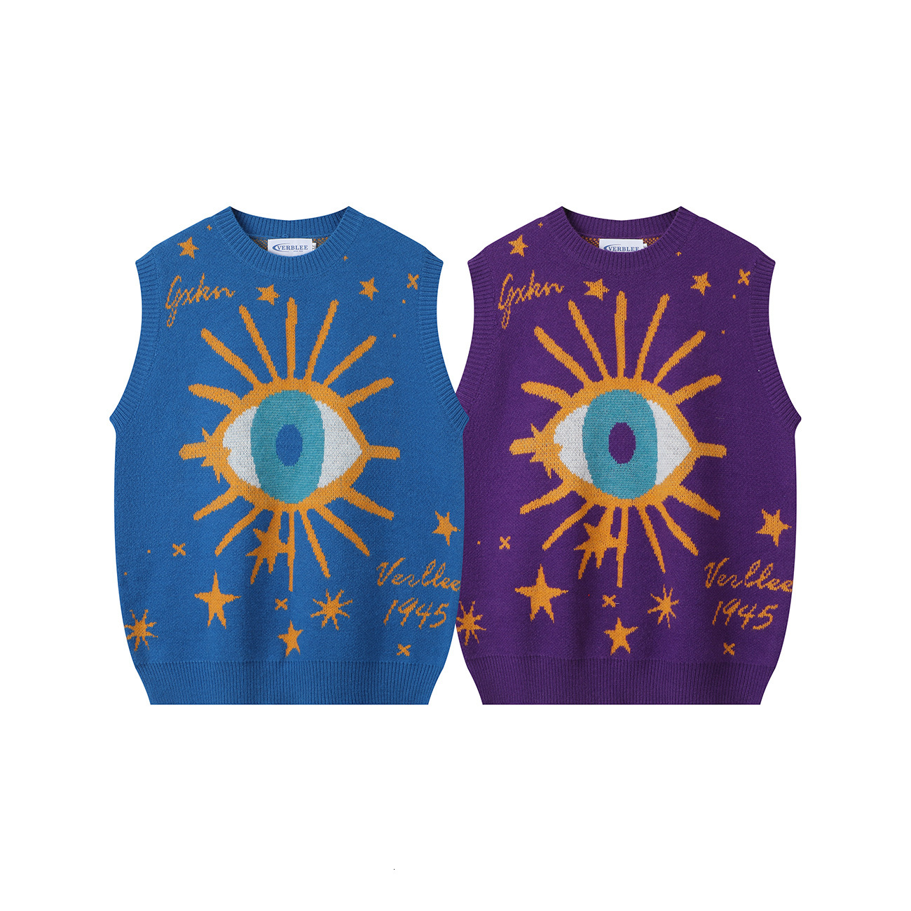 Niche Fun Cartoon Jacquard Knitted Sweater Vest with Loose and Lazy Style Round Neck Sweater