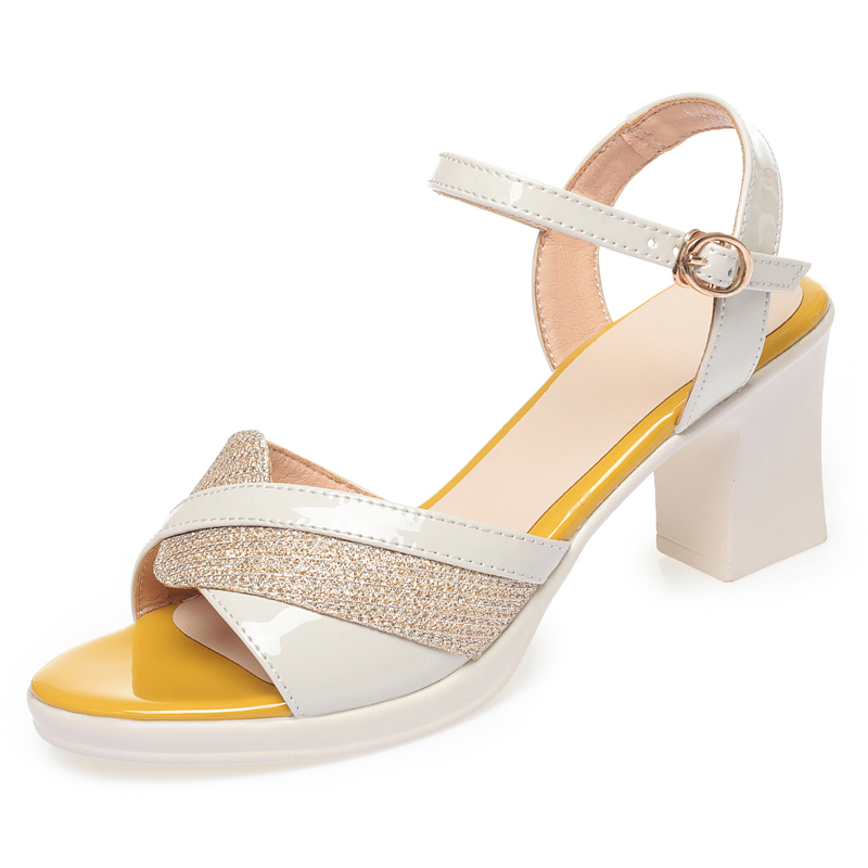AIYUQI Summer Sandals Women 2024 New Summer Patent Leather Women's Sandals Fashion High Heeled Women's Dress Shoes