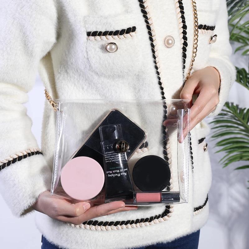 Shoulder Bags PVC Transparent Fashion Handbag Women Stadium Approved Sg Large Capacity Chain Crossbody Bag Ladies Clear Casual Satchel