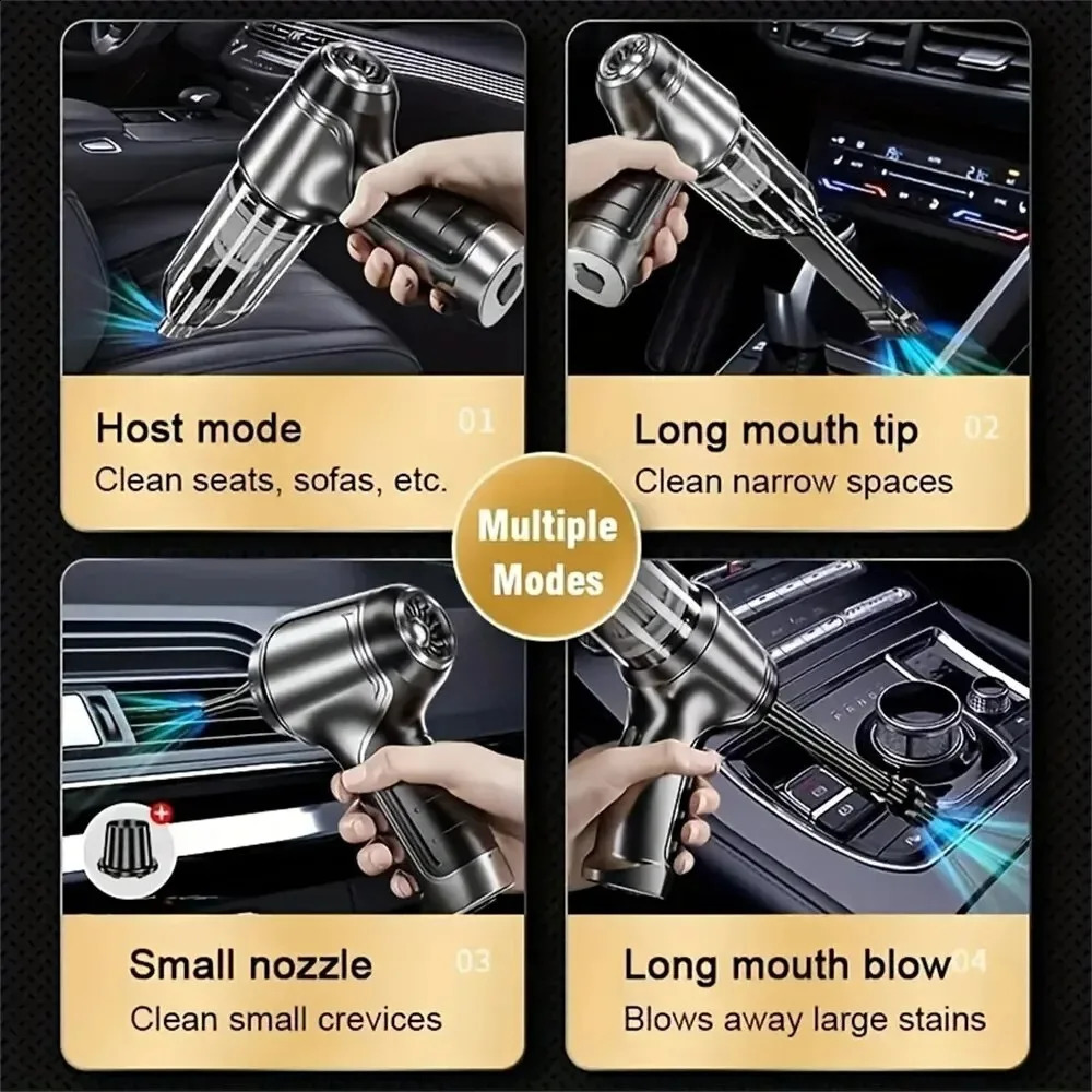 Car Vacuum Cleaner Strong Suction Cleaning Mini Machine Wireless Portable Handhled Blower Air Duster for Home Appliances 240830