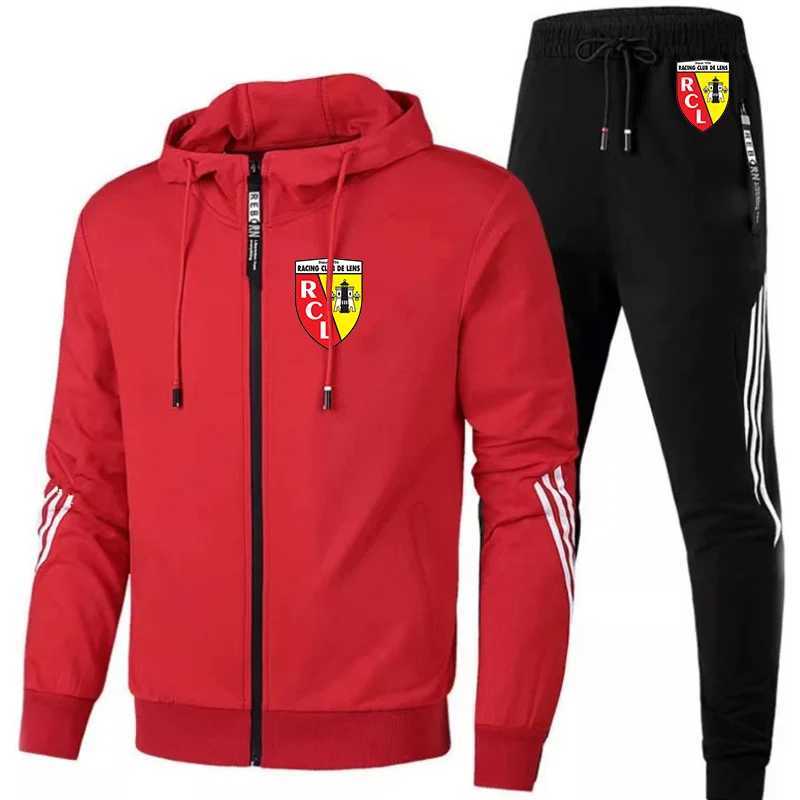 Men's Tracksuits Euro Club Rc Lens Printed Men Casual Set Spring Autumn New Sportswear Hoodies+Pants 2PCS Sets Hip Hop Strt Loose Tracksuits Y240