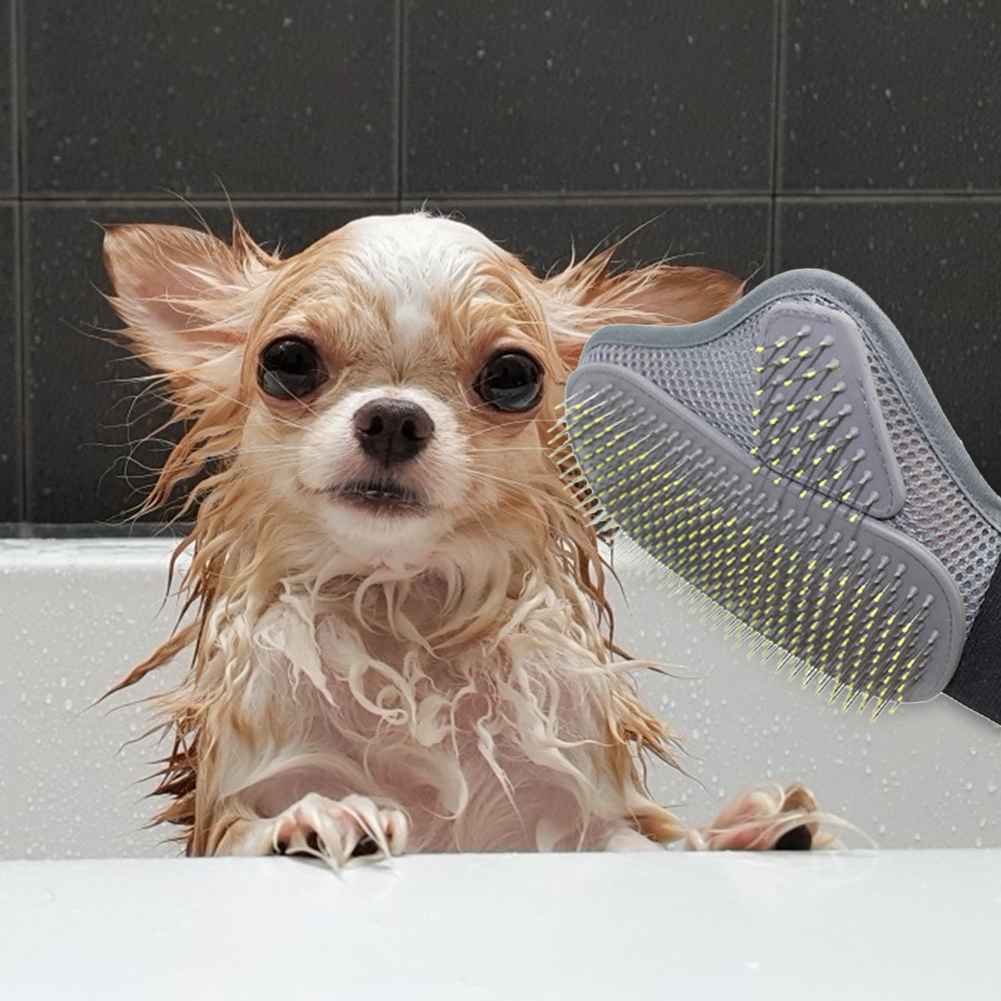 Deshedding Gloves Soft Bristles Dog Massage Gloves Comfortable Pet Cleaning Mitt for Small Medium Large Dogs & Cats