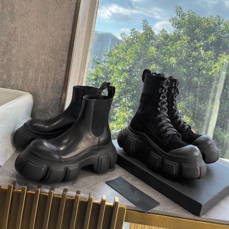 Designer 2023 New Women Ankle Boots PU Leather Thick Sole Lace Up Combat Booties Female Autumn Winter Platform Shoes Woman
