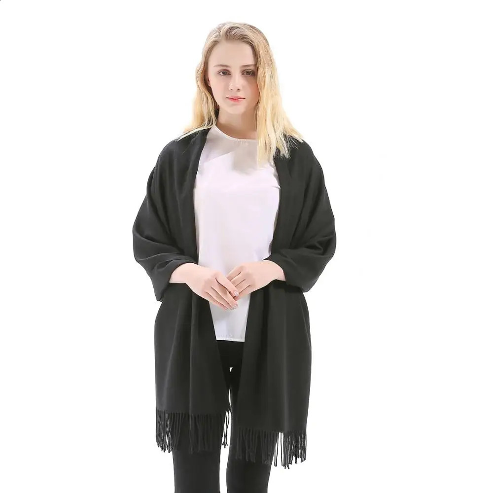 Fashion Cashmere Scarf Shawl Solid Autumn Winter Wrap Warm High Quality Soft Hijab Thick Women Pashmina Wool Orange 240828