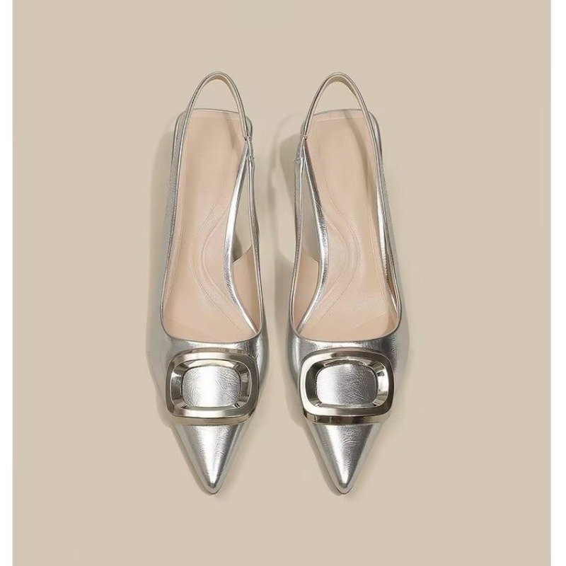 Woman Brand Sgback Shoes Fashion 2024 Spring New Ladies High Heels Elegant Med Heel Pointed Toe Slip on Sandal Mules Q44 c857