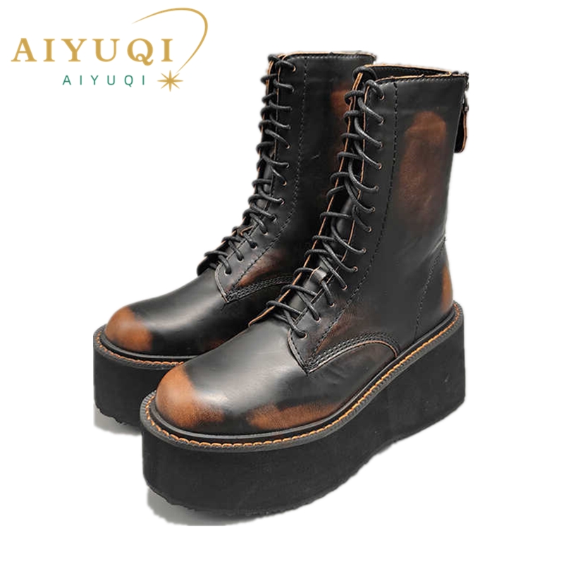 AIYUQI 2024 new thick-soled women ankle boots non-slip large size short boots female retro women's winter boots motorcycle boots