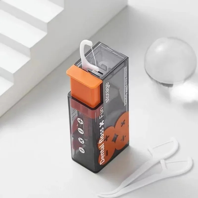 Mini Floss Box with Automatic Pop-up Toothpick Holder Portable Box Flossing Floss Stick Organizer Toothpick Dispenser Holder 240830