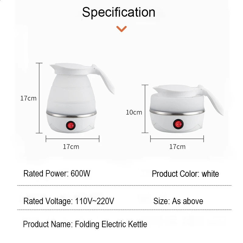 Household Travel Folding Kettle 600Ml Electric Portable Boiling Pot 110V220VTravel Water Boiler Kitchen Appliances 240830