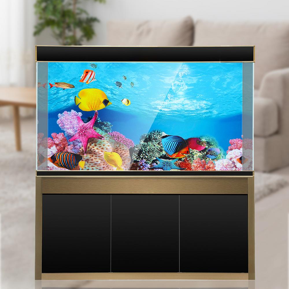 Aquarium Background Poster Ocean Self-adhesive Fish Tank Backdrop Sticker Decor 3D PVC Adhesive Sticker Fish Underwater World