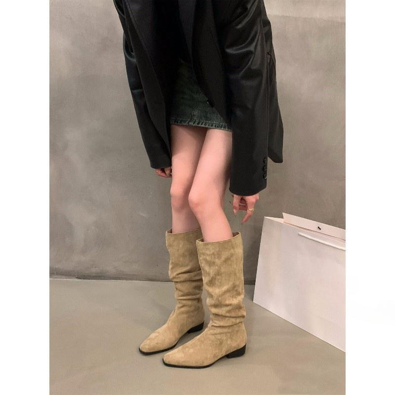 Women's autumn and winter velvet pile boots long leg knight boots