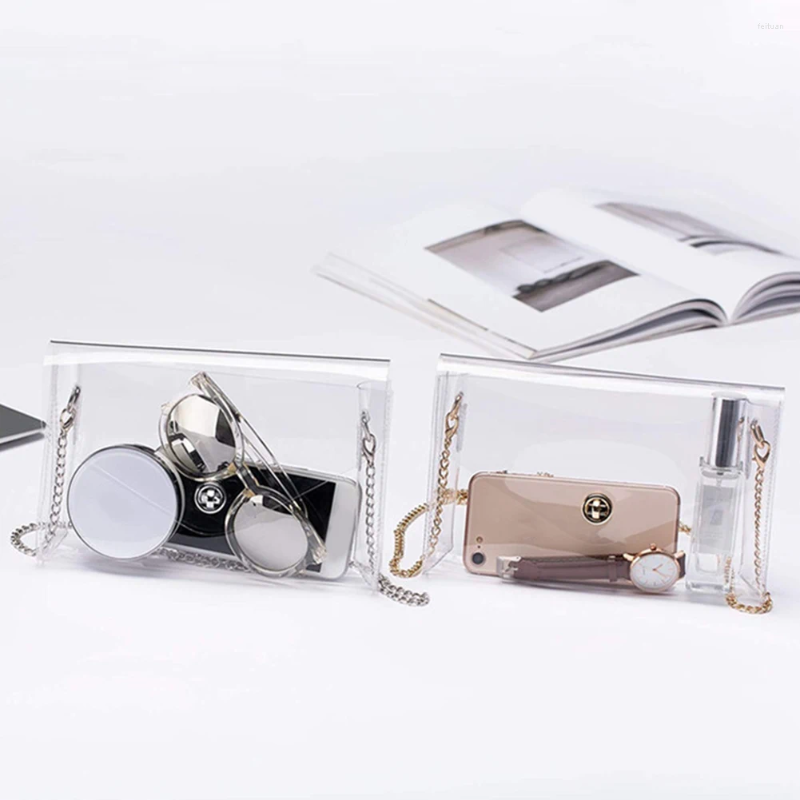 Shoulder Bags PVC Transparent Fashion Handbag Women Stadium Approved Sg Large Capacity Chain Crossbody Bag Ladies Clear Casual Satchel