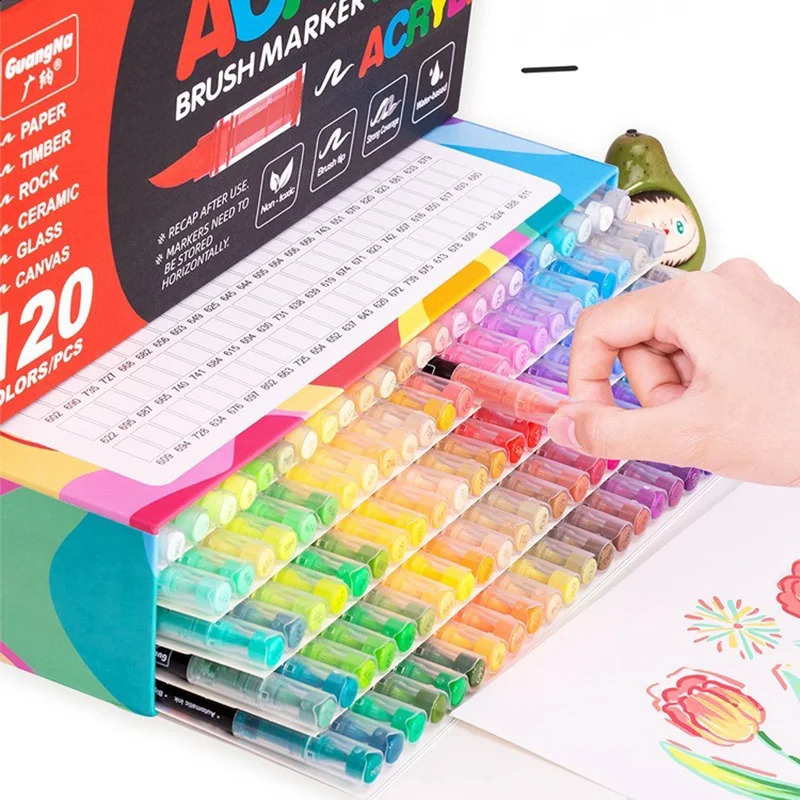 12120 Color DC Acrylic Marking Pen Waterproof Soft Brushing Used for Fixing Glass Stone Metal Art Supplies 240830