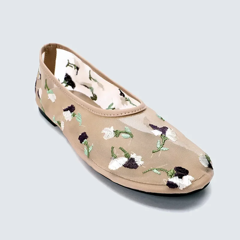 Embroidered Hand wers Design Mesh Hollow Flats Women Summer Breathable Ballet Mary Jane Shoe Elegant Loafers Shoes 8f59 s
