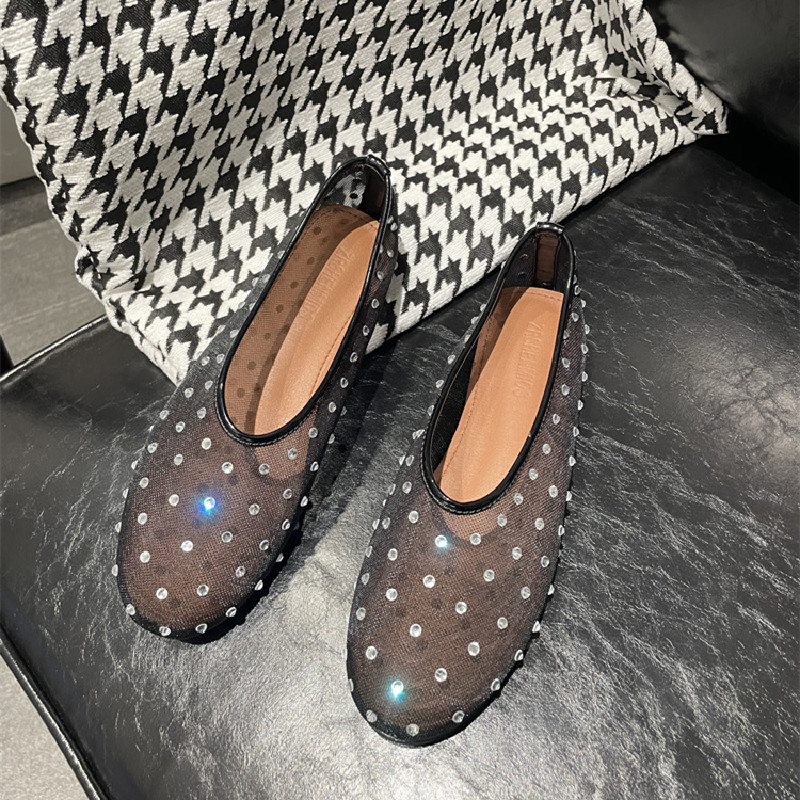 Mary 6e68c Women's Crystal Jane Fashion Studded Brand Hollow Casual Flat Ballerina Shoes dh5684029