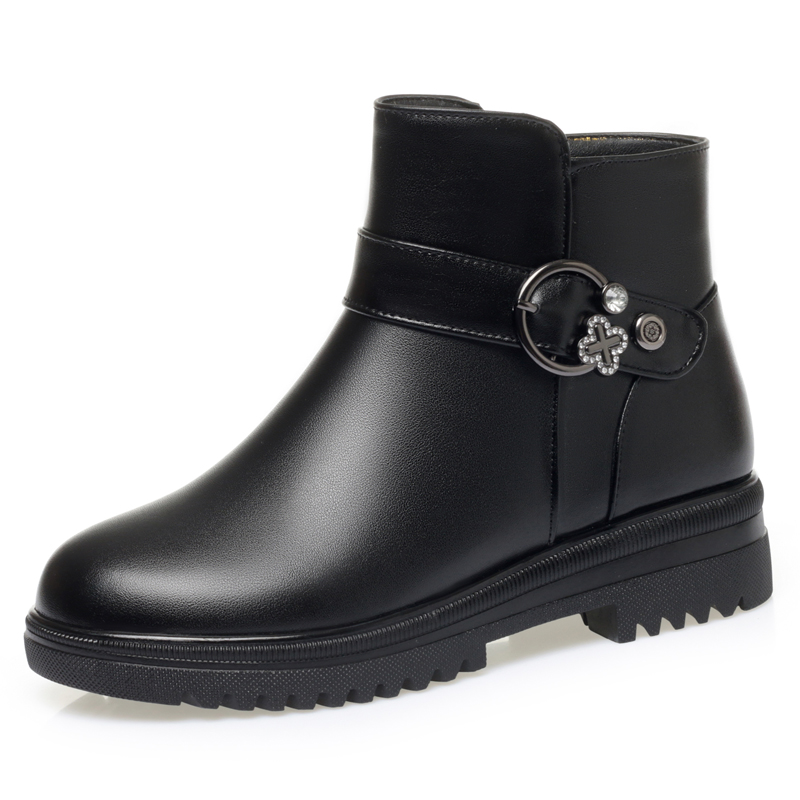 AIYUQI Women Winter Boots Anti-slip 2024 New Genuine Leather Warm Mom Boots Women Thick Wool Large Size Women's Ankle Boots