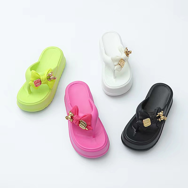Bow Flat Flip Women 2023 New Summer Platform ps Female Thick Sole Mules Outdoor Fashion Casual Comfortable Slides 254a