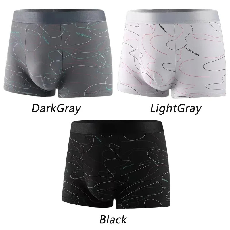 Men Boxers Sports Underwear Underpants Shorts 2XL 3XL 4XL Simple Line Breathable Fashion Fitness 240830