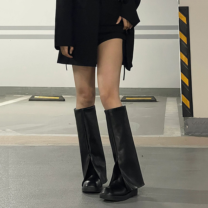Women's square toe over knee thick soled high boots