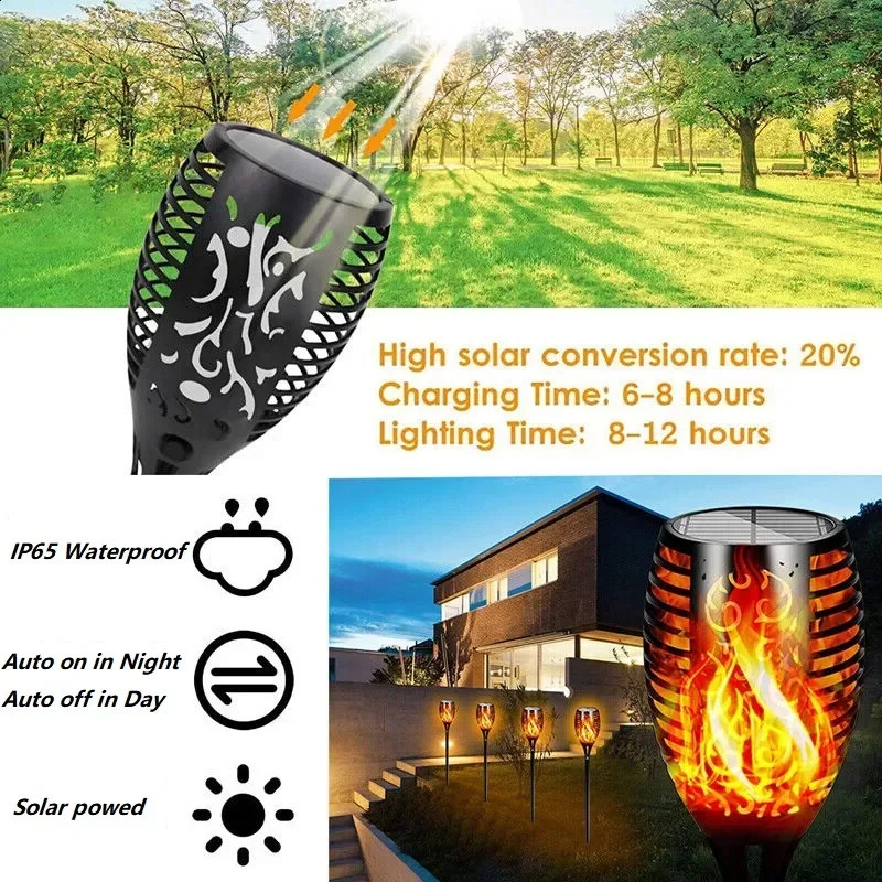 12LED Halloween Decorative Solar Flame Light Outdoor Flashlight Waterproof Purple Flame Light Garden Courtyard Road Solar Light 240830