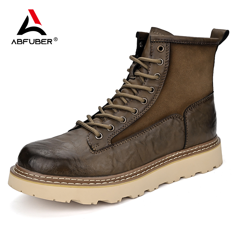 Split Handmade Martin Men Outdoor Leather Shoes Antiskid Autumn Winter Boots Classic High Top Cowboy Boats Man aa0c