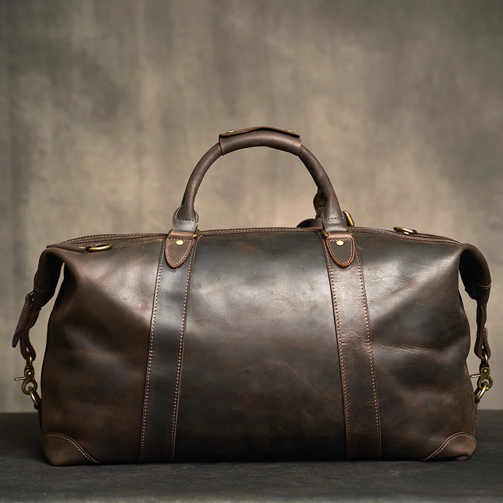 Travelling Handbags For Men Male Genuine Leather Duffle Bag Weekender Hand Bag For Man Anti Theft Mens Shoulder Bag For Travel 240830