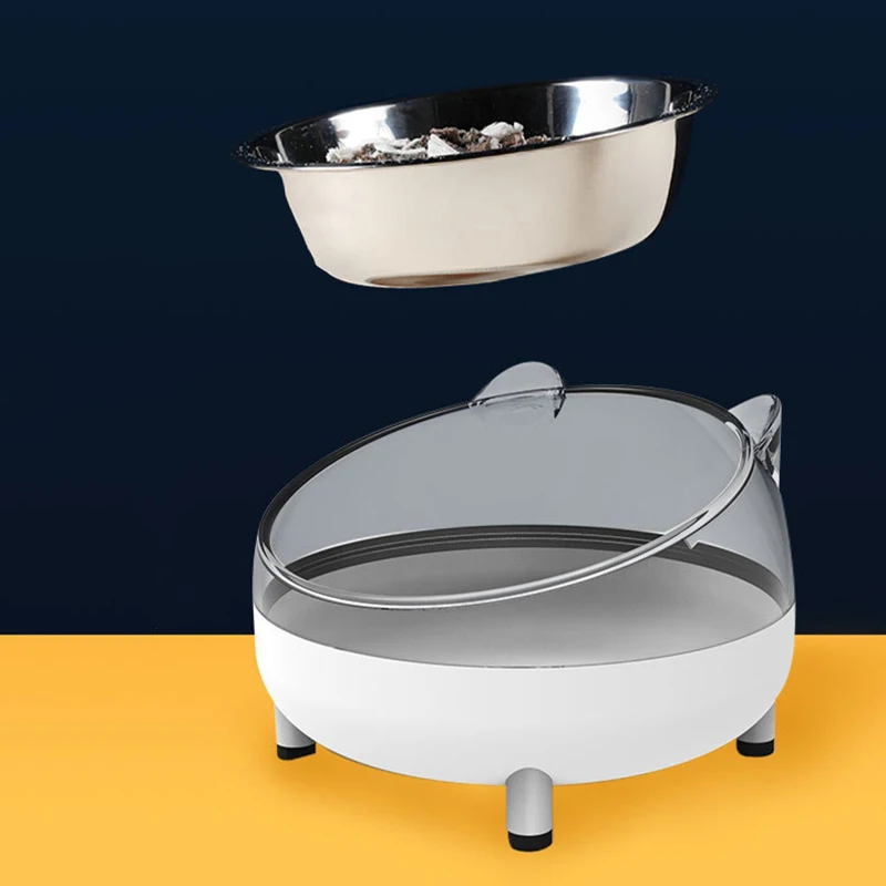 Raised Stainless Steel Food Bowls, Non-Slip Crash Elevated Cat and Dog Feeding Supplies, Safe Guard Neck, Puppy Supplies