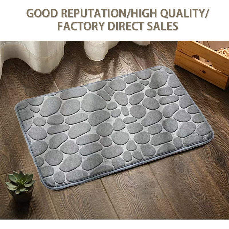 Bath Mats Cobblestone Embossed Mat Non-slip Carpets Water Absorption Washable Bathtub Floor Rug Shower Doormat Bathroom Decor Gray