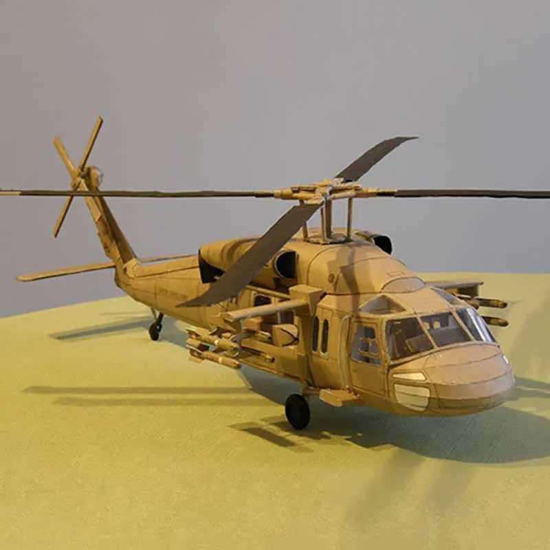 The American Black Hawk UH-60 lti-pose helicopter model DIY handmade paper airplane toy is highly difficult Free shipping