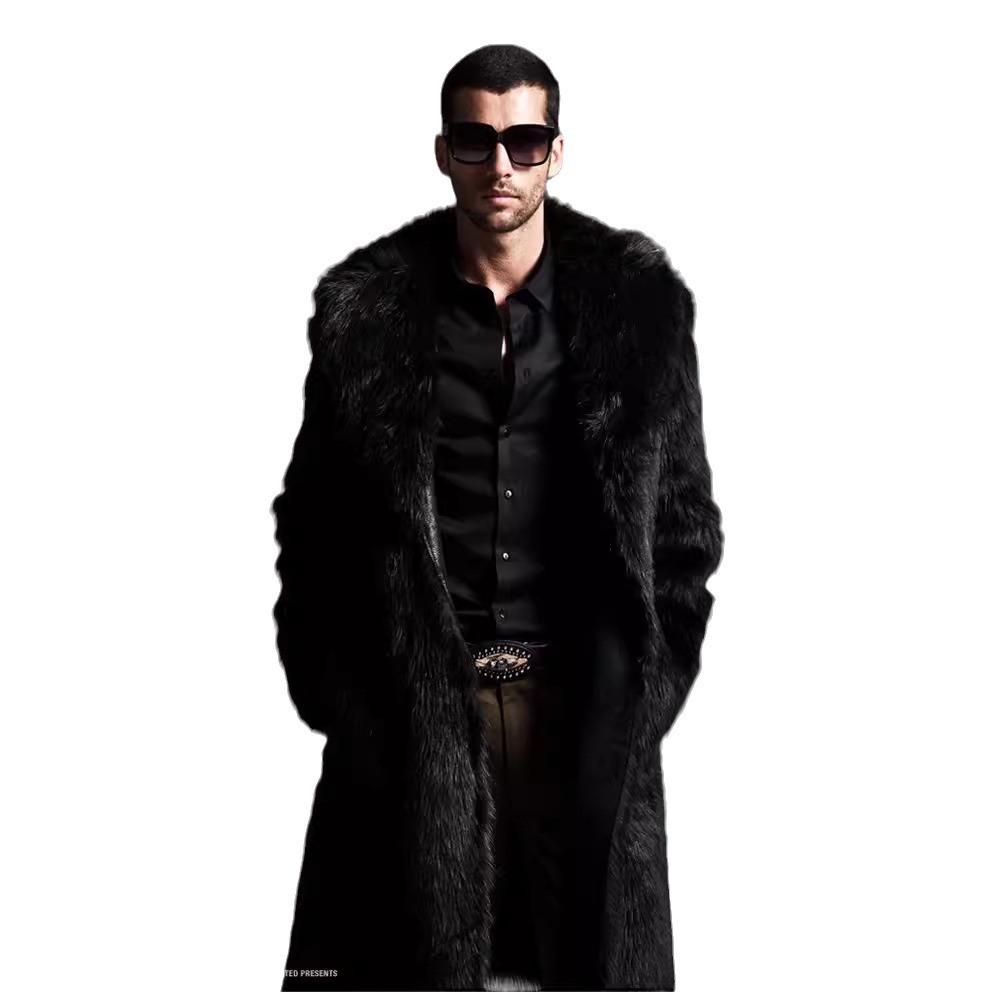 Fur Coat Thickened Warm Long Fur Coat Imitation Fur Coat Mens Long Mink Coat