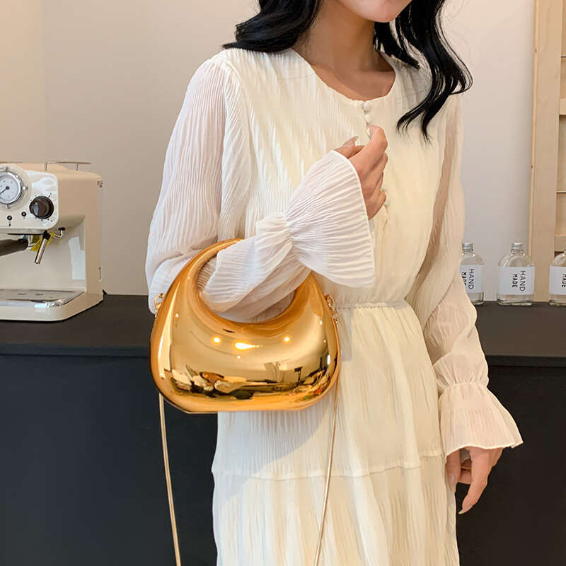 Evening Clutch Bags For Women 2024 Designer Purses And Handbags Golden Wedding Dinner Party Round Handle Wrist Bag - view 5
