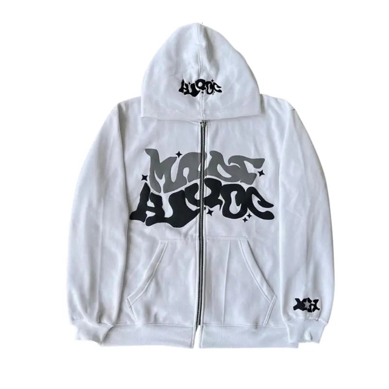 Y2K Letter Hoodie Womens AutumnWinter Harajuku Zipper Hooded Sweatshirt Mens Gothic Hip Hop Large Street Hoodie 240830